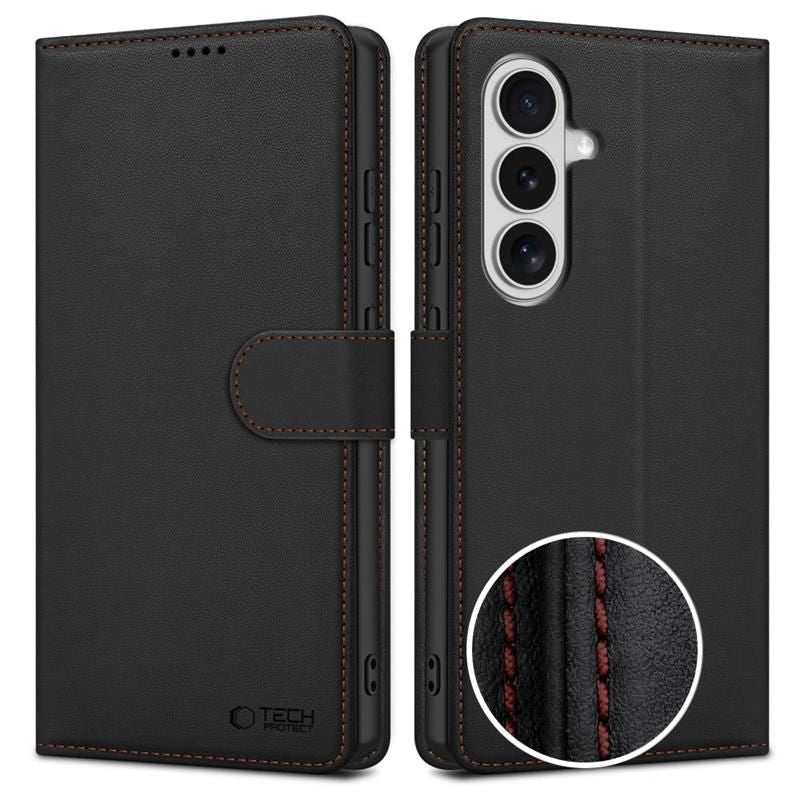 Tech - Protect Samsung Galaxy S26 - Θήκη Πορτοφόλι Stand από Δερματίνη - Wallet - Black / Red