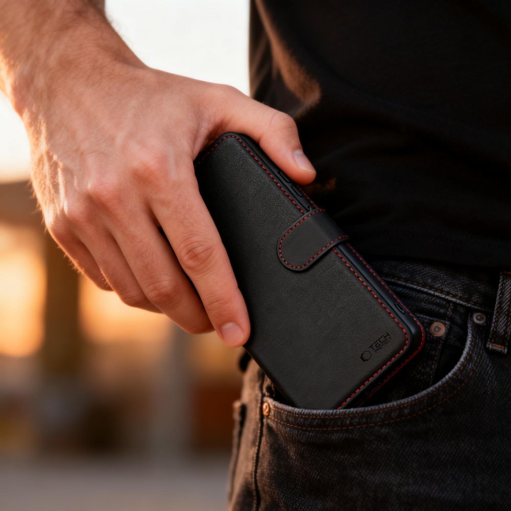 Tech - Protect Samsung Galaxy S26 - Θήκη Πορτοφόλι Stand από Δερματίνη - Wallet - Black / Red