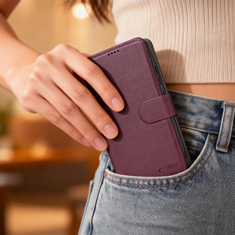 Tech - Protect Samsung Galaxy S26 - Θήκη Πορτοφόλι Stand από Δερματίνη - Wallet - Mulberry