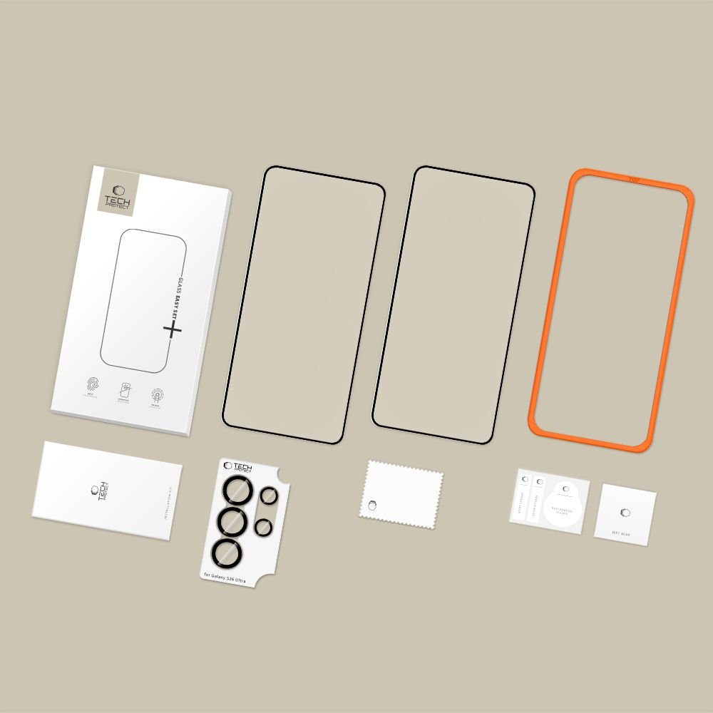 Tech - Protect Samsung Galaxy S26 Ultra - Σετ με 2 Αντιχαρακτικά Γυαλιά Οθόνης και 1 Αντιχαρακτικό Γυαλί για την Κάμερα - Easy Set+ - Black