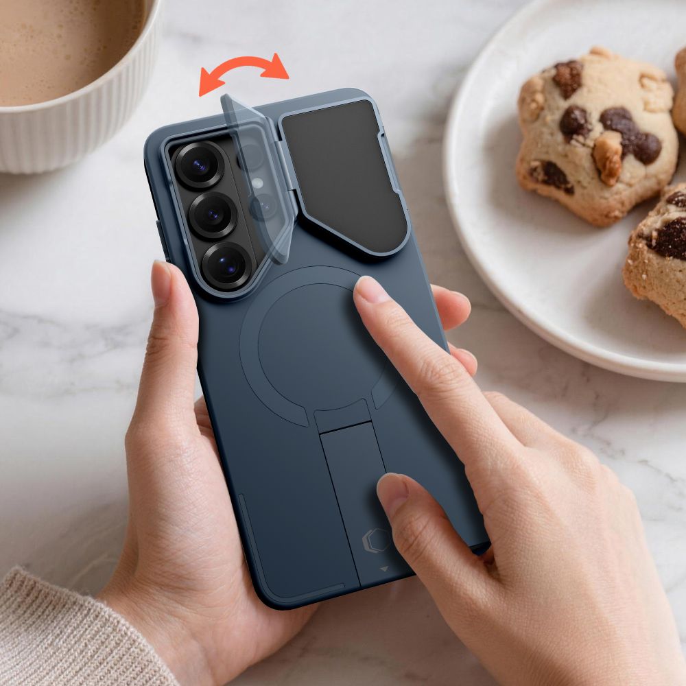 Tech - Protect Samsung Galaxy S26 Ultra - Σκληρή Θήκη με Ανοιγόμενο Κάλυμμα Κάμερας και Stand - Kevlar Aura MagSafe - Navy Blue