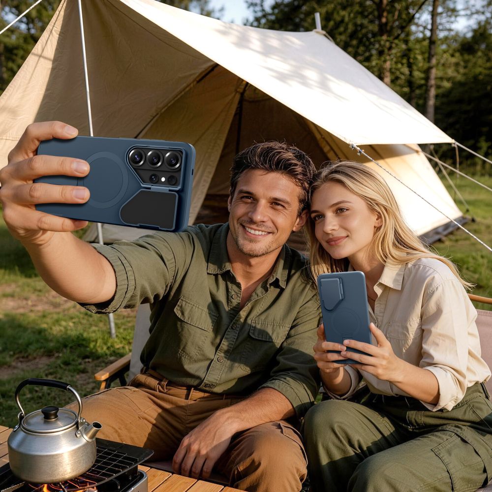 Tech - Protect Samsung Galaxy S26 Ultra - Σκληρή Θήκη με Ανοιγόμενο Κάλυμμα Κάμερας και Stand - Kevlar Aura MagSafe - Navy Blue
