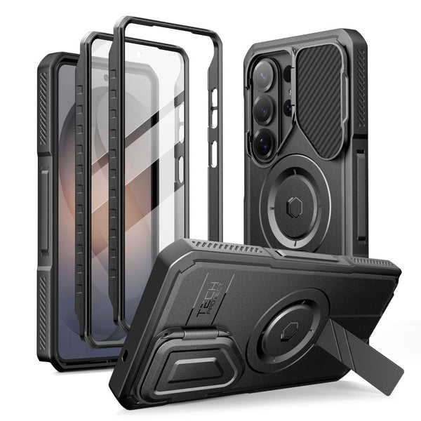 Tech - Protect Samsung Galaxy S26 Ultra - Θήκη 360 Full Body με Προστασία για την Οθόνη και την Κάμερα και Stand - Kevlar MagSafe 2 - Set - Black