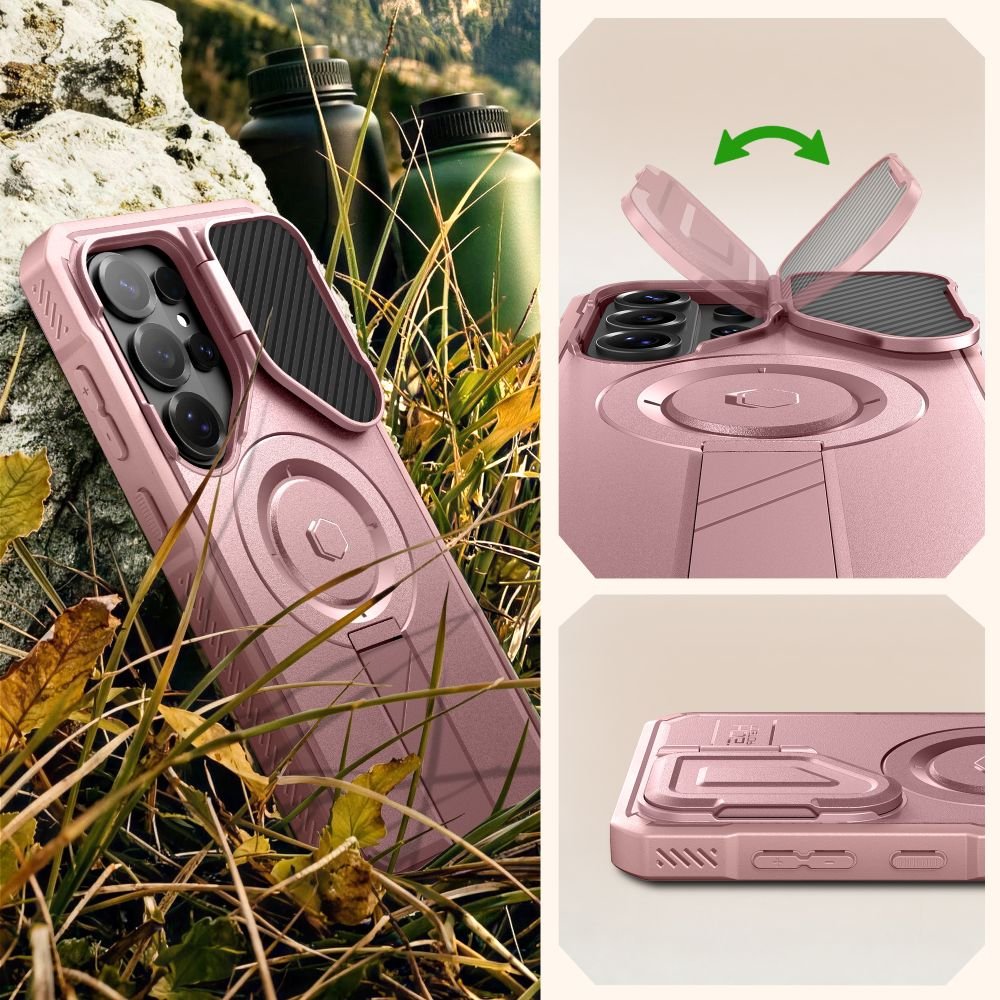 Tech - Protect Samsung Galaxy S26 Ultra - Θήκη 360 Full Body με Προστασία για την Οθόνη και την Κάμερα και Stand - Kevlar MagSafe 2 - Set - Pink