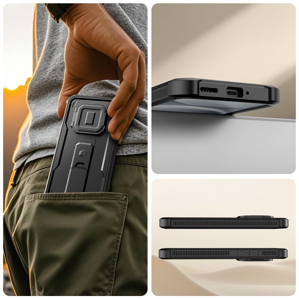 Tech - Protect Xiaomi Redmi Note 15 Pro 5G - Θήκη 360 Full Body με Προστασία για την Οθόνη και την Κάμερα και Stand - Kevlar Cam+ 2 - Set - Black