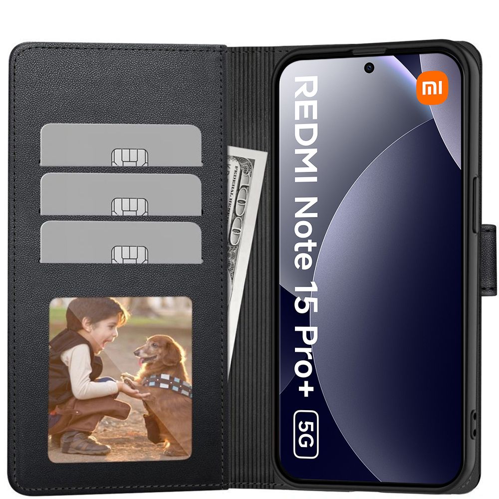 Tech - Protect Xiaomi Redmi Note 15 Pro Plus 5G / Poco M8 Pro 5G - Θήκη Πορτοφόλι Stand από Δερματίνη - Wallet - Matte Black