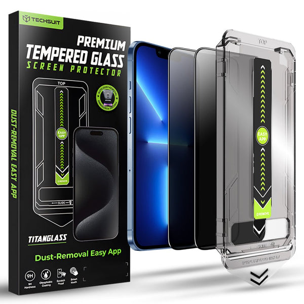 Techsuit iPhone 13 Pro Max / 14 Plus - Σετ με 2 Full Screen Αντιχαρακτικά Γυαλιά Οθόνης - TitanGlass FullCover - Privacy