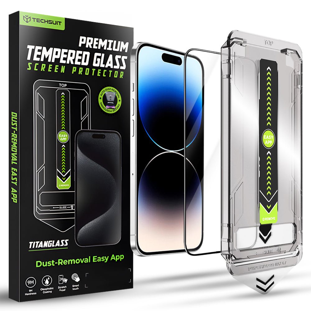 Techsuit iPhone 14 Pro - Full Screen Αντιχαρακτικό Γυαλί Οθόνης - TitanGlass FullCover - Black