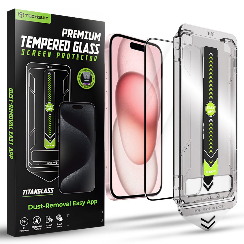 Techsuit iPhone 15 / 16 - Full Screen Αντιχαρακτικό Γυαλί Οθόνης - TitanGlass FullCover - Black