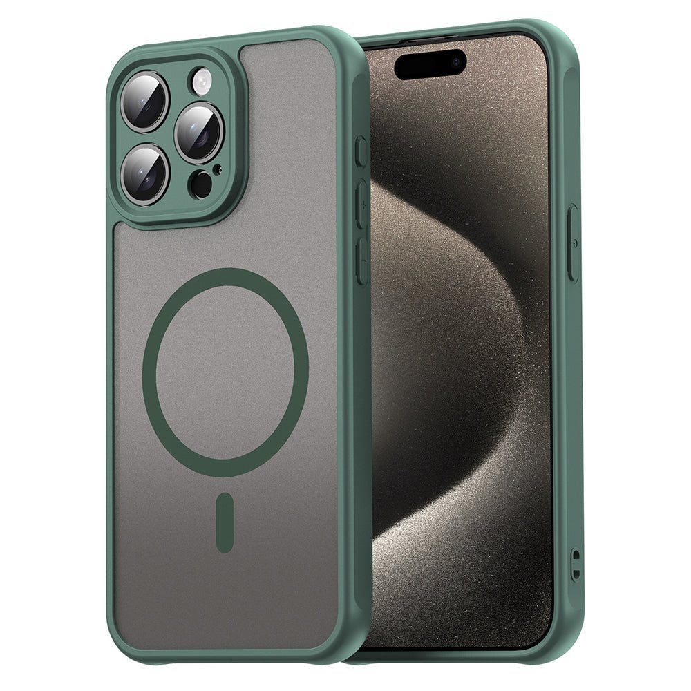 Techsuit iPhone 15 Pro Max - Σκληρή Θήκη με Πλαίσιο Σιλικόνης και MagSafe - HaloFrost II MagSafe - Green