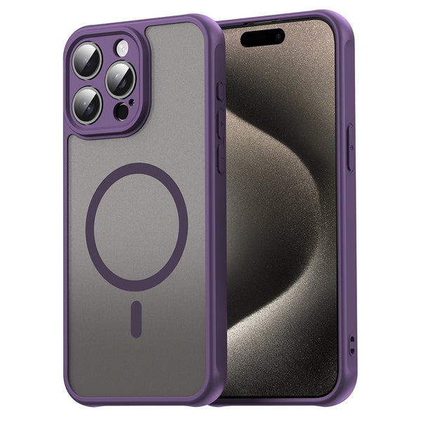 Techsuit iPhone 15 Pro Max - Σκληρή Θήκη με Πλαίσιο Σιλικόνης και MagSafe - HaloFrost II MagSafe - Purple