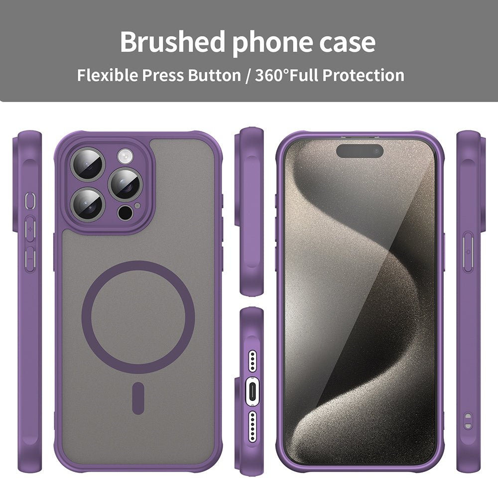Techsuit iPhone 15 Pro Max - Σκληρή Θήκη με Πλαίσιο Σιλικόνης και MagSafe - HaloFrost II MagSafe - Purple