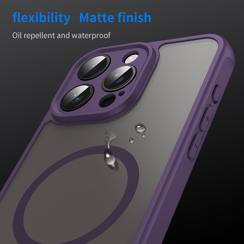 Techsuit iPhone 15 Pro Max - Σκληρή Θήκη με Πλαίσιο Σιλικόνης και MagSafe - HaloFrost II MagSafe - Purple