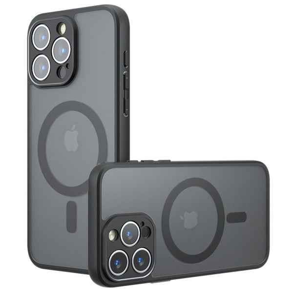 Techsuit iPhone 15 Pro Max - Σκληρή Θήκη με Πλαίσιο Σιλικόνης και MagSafe - PureFrost MagSafe - Frosted Black