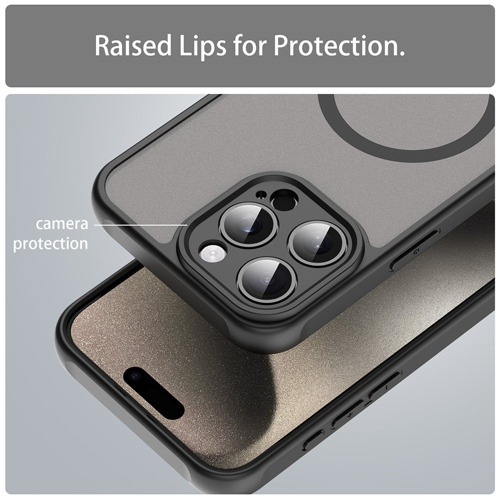 Techsuit iPhone 15 Pro - Σκληρή Θήκη με Πλαίσιο Σιλικόνης και MagSafe - HaloFrost II MagSafe - Black