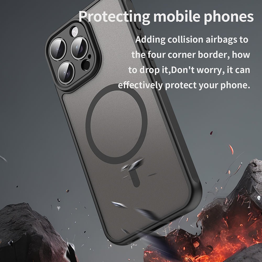 Techsuit iPhone 15 Pro - Σκληρή Θήκη με Πλαίσιο Σιλικόνης και MagSafe - HaloFrost II MagSafe - Black