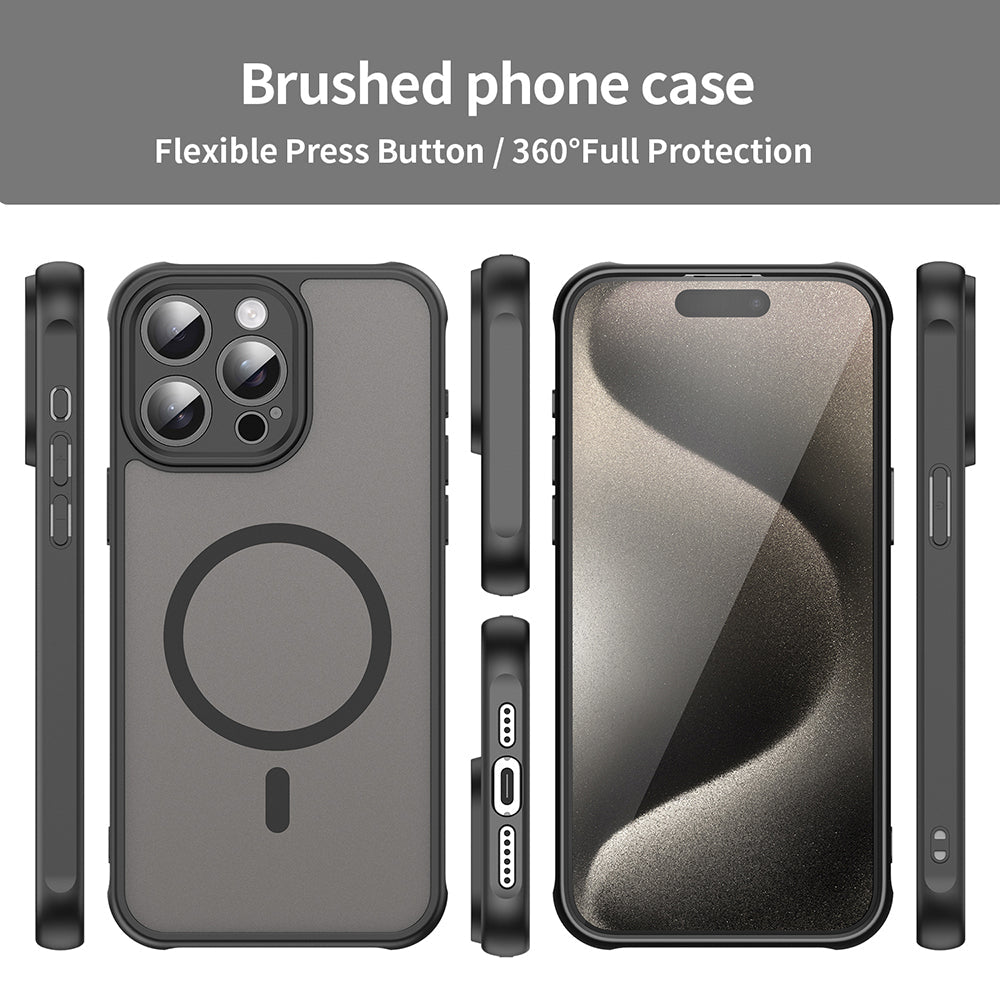 Techsuit iPhone 15 Pro - Σκληρή Θήκη με Πλαίσιο Σιλικόνης και MagSafe - HaloFrost II MagSafe - Black