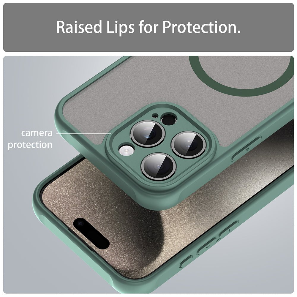 Techsuit iPhone 15 Pro - Σκληρή Θήκη με Πλαίσιο Σιλικόνης και MagSafe - HaloFrost II MagSafe - Green