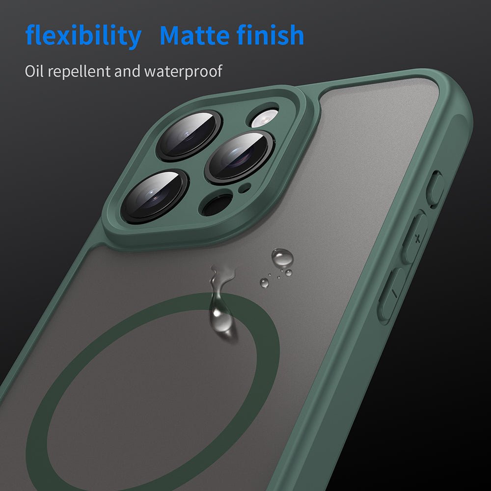 Techsuit iPhone 15 Pro - Σκληρή Θήκη με Πλαίσιο Σιλικόνης και MagSafe - HaloFrost II MagSafe - Green