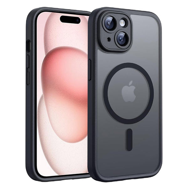 Techsuit iPhone 15 - Σκληρή Θήκη με Πλαίσιο Σιλικόνης και MagSafe - PureFrost MagSafe - Frosted Black