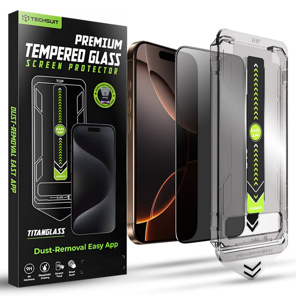 Techsuit iPhone 16 Pro / iPhone 17 - Full Screen Αντιχαρακτικό Γυαλί Οθόνης - TitanGlass FullCover - Privacy