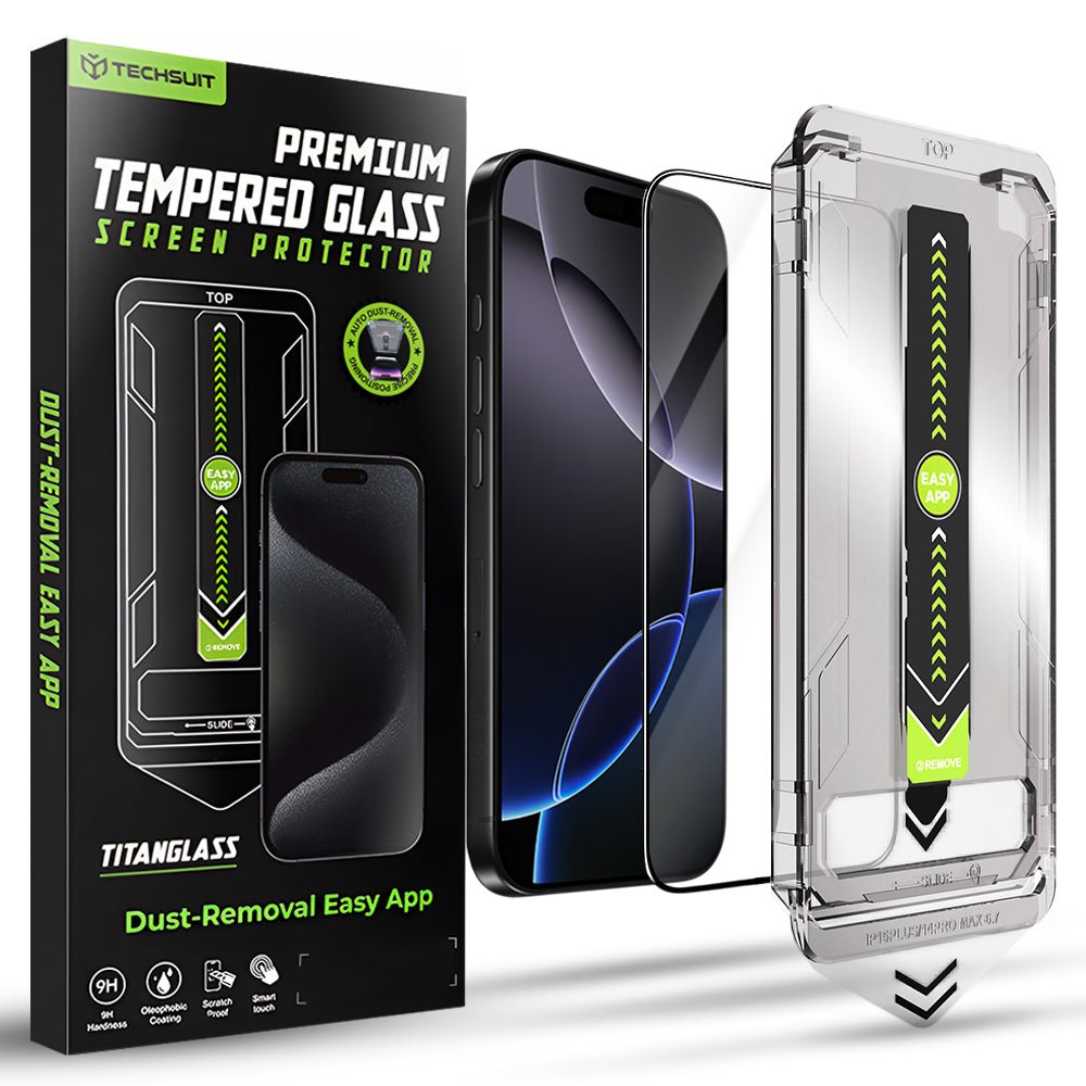 Techsuit iPhone 16 Pro Max - Full Screen Αντιχαρακτικό Γυαλί Οθόνης - TitanGlass FullCover - Black