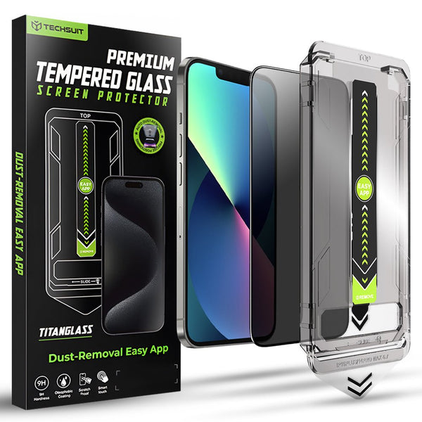 Techsuit iPhone 16e / 17e / 14 / 13 / 13 Pro - Full Screen Αντιχαρακτικό Γυαλί Οθόνης - TitanGlass FullCover - Privacy