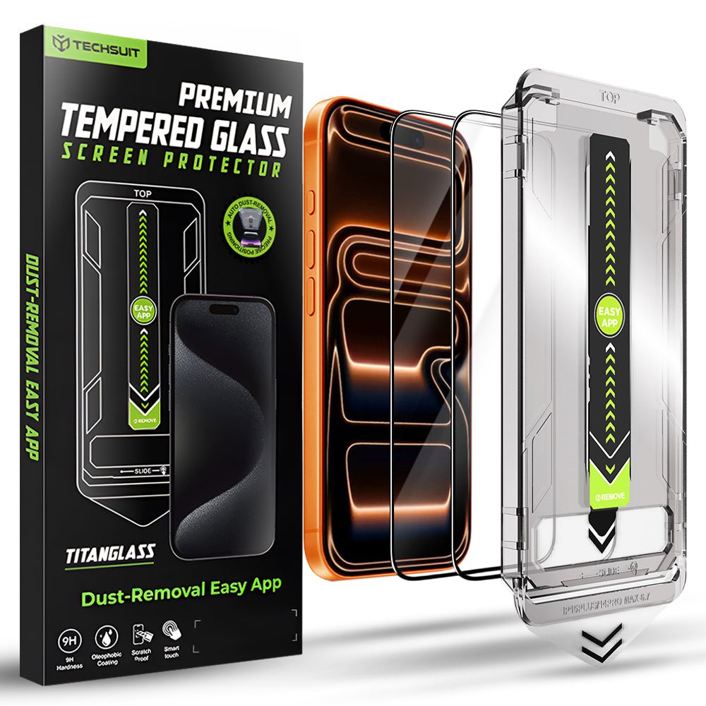 Techsuit iPhone 17 Pro Max - Σετ με 2 Full Screen Αντιχαρακτικά Γυαλιά Οθόνης - TitanGlass FullCover - Black