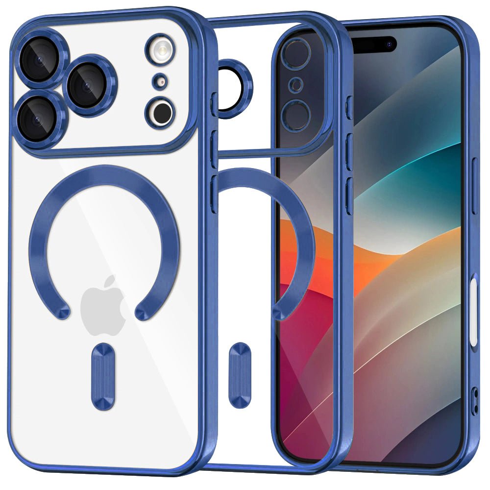 Techsuit iPhone 17 Pro Max - Θήκη Σιλικόνης - Luxury Crystal MagSafe - Deep Blue / Clear