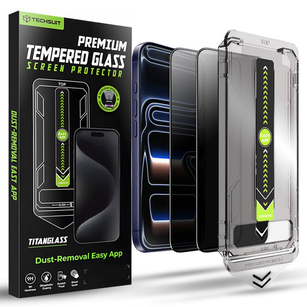 Techsuit iPhone 17 Pro - Σετ με 2 Full Screen Αντιχαρακτικά Γυαλιά Οθόνης - TitanGlass FullCover - Privacy