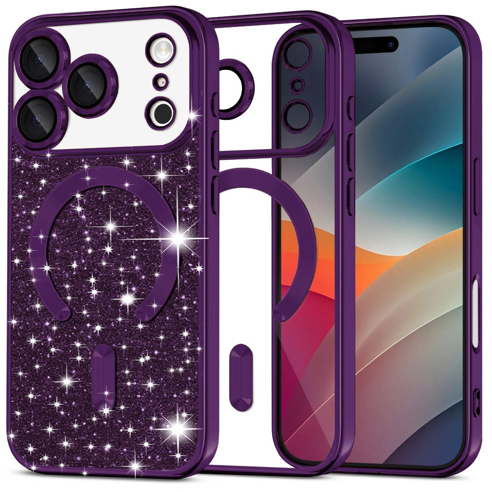 Techsuit iPhone 17 Pro - Θήκη Σιλικόνης - Luxury Glitter MagSafe - Deep Purple
