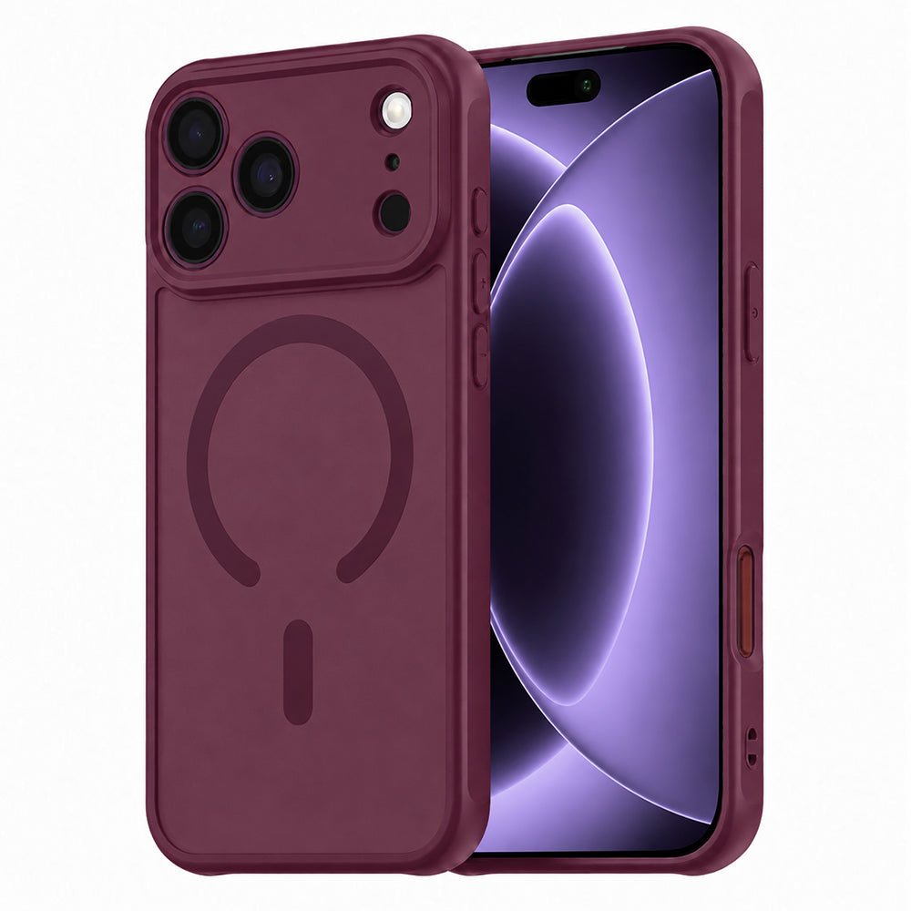 Techsuit iPhone 18 Pro / iPhone 17 Pro - Σκληρή Θήκη με Πλαίσιο Σιλικόνης και MagSafe - HaloFrost II - Dark Cherry