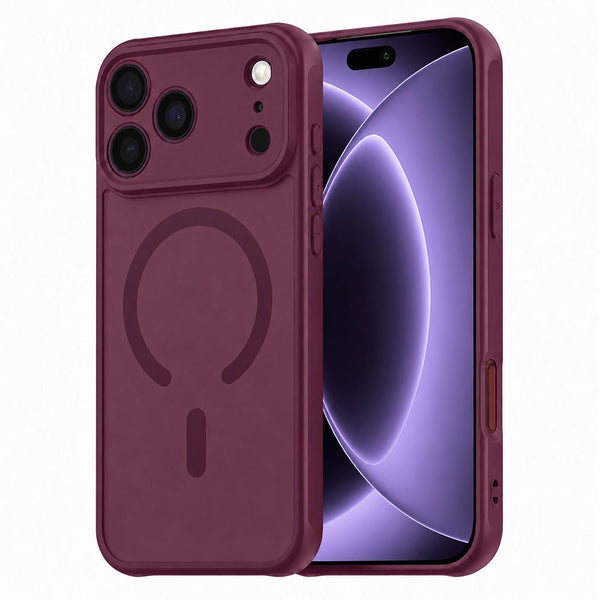 Techsuit iPhone 18 Pro / iPhone 17 Pro - Σκληρή Θήκη με Πλαίσιο Σιλικόνης και MagSafe - HaloFrost II - Dark Cherry
