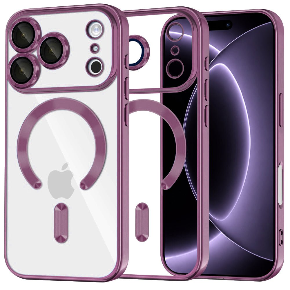 Techsuit iPhone 18 Pro / iPhone 17 Pro - Θήκη Σιλικόνης με MagSafe - Luxury Crystal - Dark Cherry / Clear