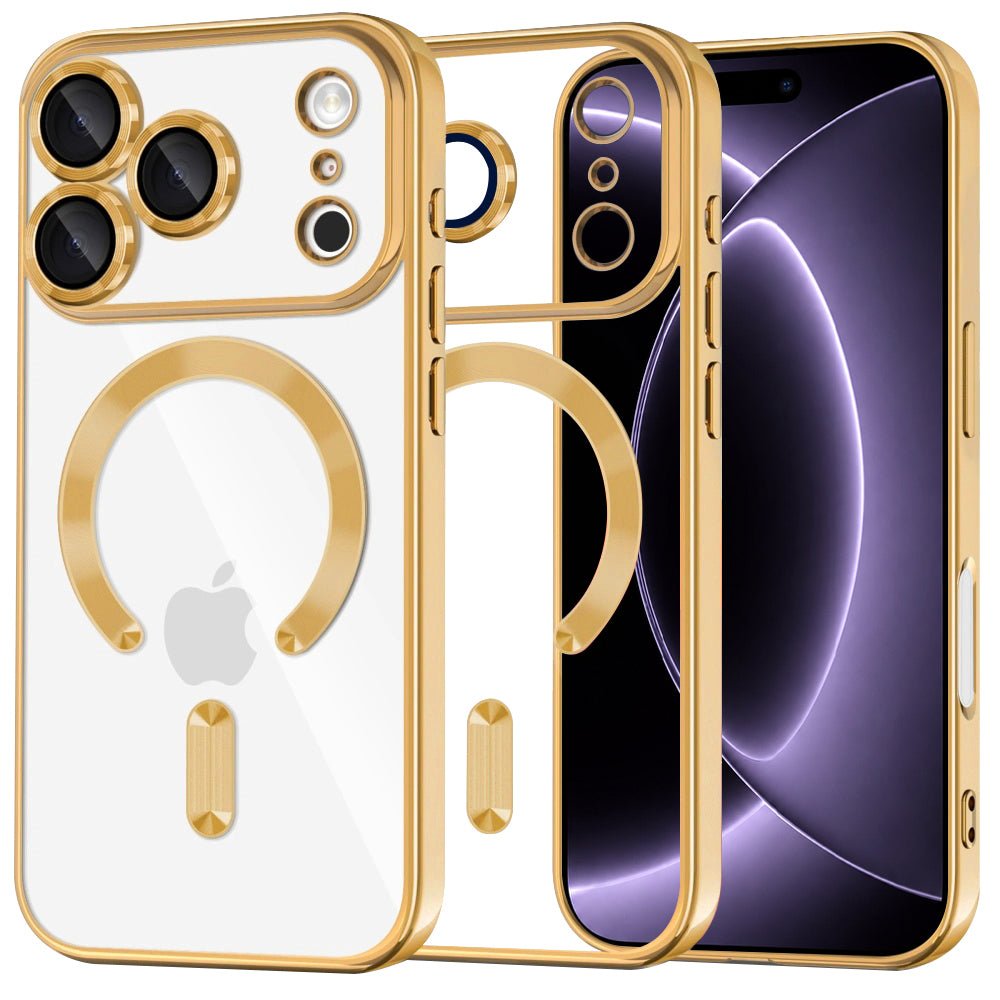 Techsuit iPhone 18 Pro / iPhone 17 Pro - Θήκη Σιλικόνης με MagSafe - Luxury Crystal - Gold / Clear
