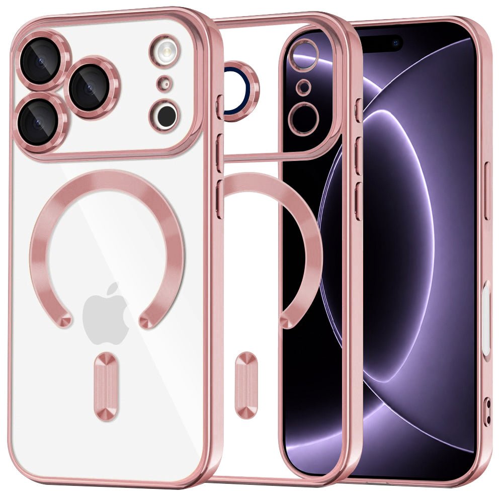 Techsuit iPhone 18 Pro / iPhone 17 Pro - Θήκη Σιλικόνης με MagSafe - Luxury Crystal - Pink / Clear