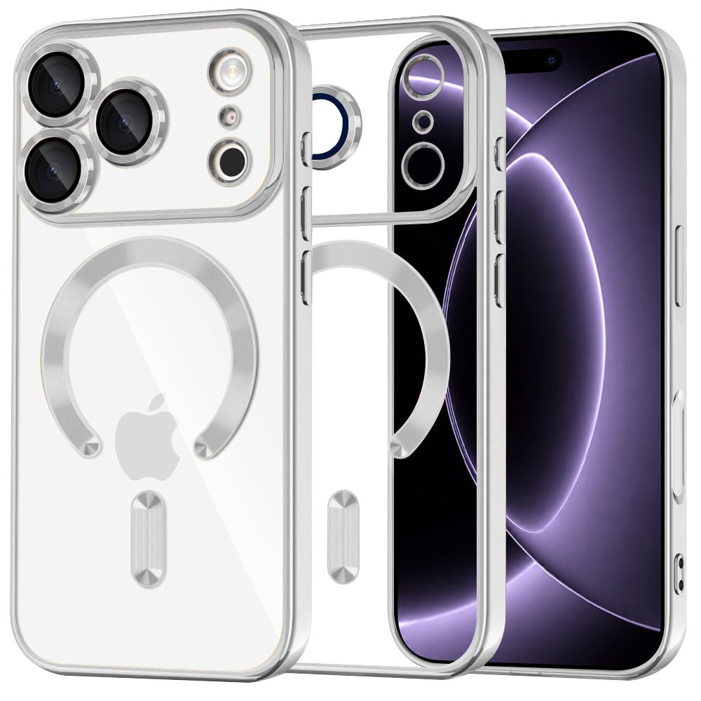 Techsuit iPhone 18 Pro / iPhone 17 Pro - Θήκη Σιλικόνης με MagSafe - Luxury Crystal - Silver / Clear