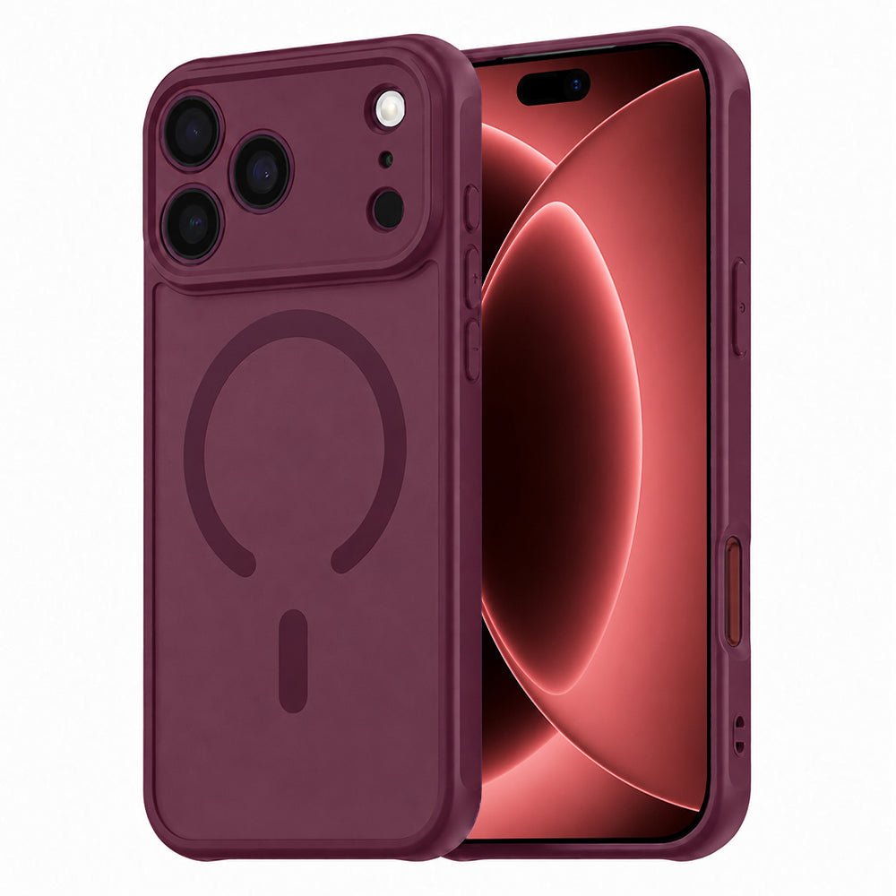 Techsuit iPhone 18 Pro Max / iPhone 17 Pro Max - Σκληρή Θήκη με Πλαίσιο Σιλικόνης και MagSafe - HaloFrost II - Dark Cherry