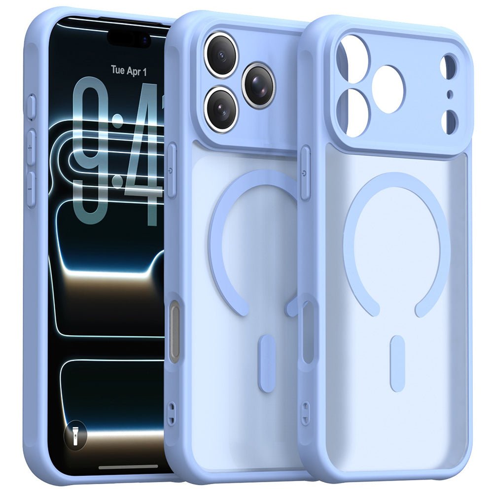 Techsuit iPhone 18 Pro Max / iPhone 17 Pro Max - Σκληρή Θήκη με Πλαίσιο Σιλικόνης και MagSafe - HaloFrost II - Light Blue