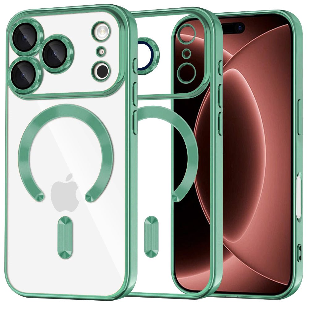 Techsuit iPhone 18 Pro Max / iPhone 17 Pro Max - Θήκη Σιλικόνης με MagSafe - Luxury Crystal - Light Green / Clear
