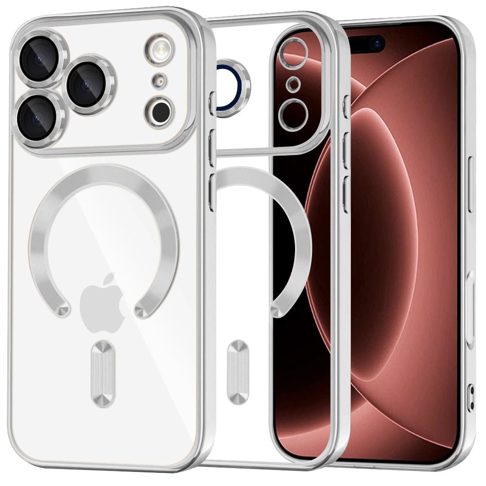 Techsuit iPhone 18 Pro Max / iPhone 17 Pro Max - Θήκη Σιλικόνης με MagSafe - Luxury Crystal - Silver / Clear