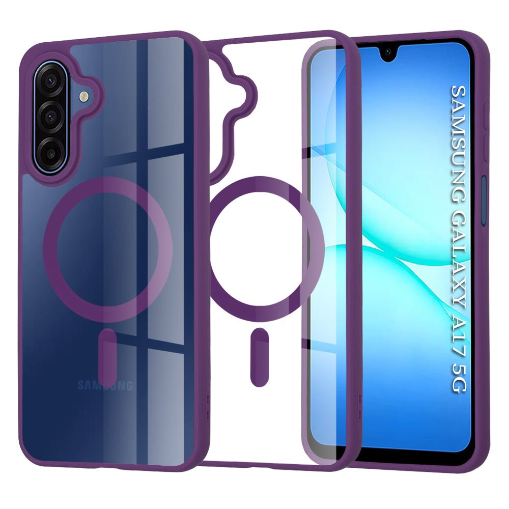 Techsuit Samsung Galaxy A17 4G / 5G - Σκληρή Θήκη με Πλαίσιο Σιλικόνης - MagSafe Pro - Clear / Purple