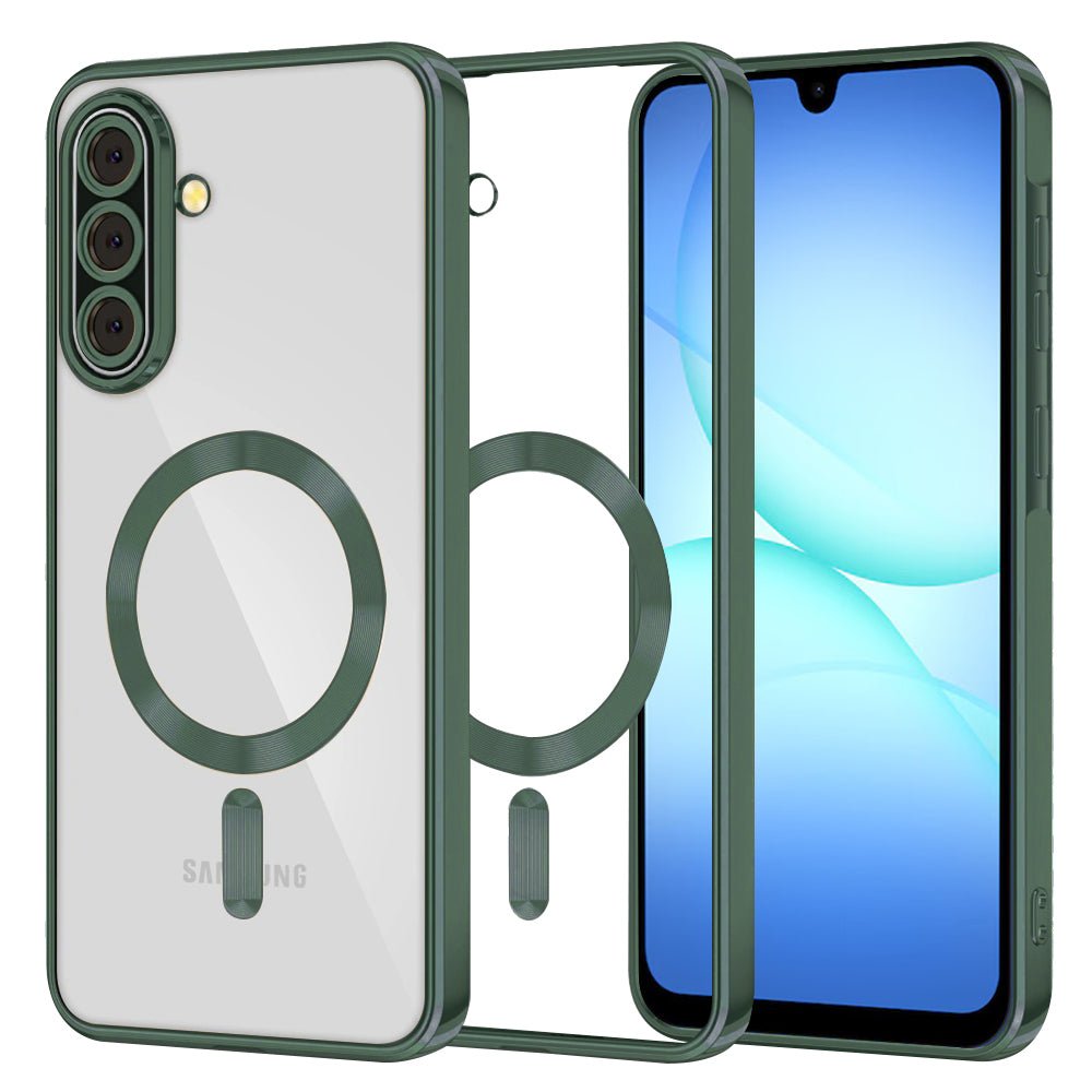 Techsuit Samsung Galaxy A17 4G / 5G - Θήκη Σιλικόνης - Luxury Crystal MagSafe - Deep Green / Clear