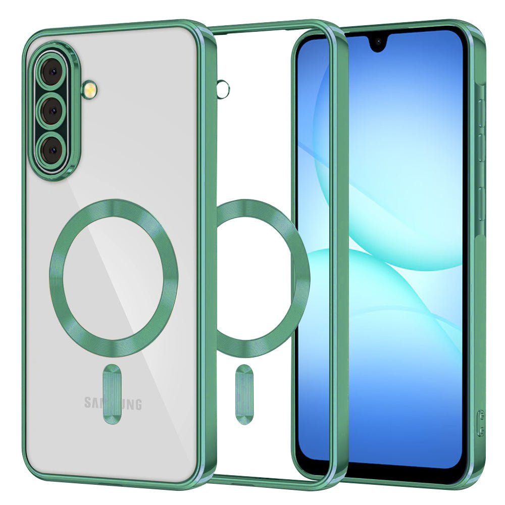 Techsuit Samsung Galaxy A17 4G / 5G - Θήκη Σιλικόνης - Luxury Crystal MagSafe - Light Green / Clear