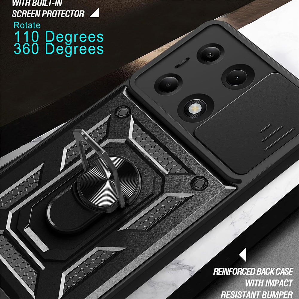 Techsuit Samsung Galaxy A37 5G - Σκληρή Θήκη με Προστασία Καμερών και Δαχτυλίδι Συγκράτησης - CamShield - Black
