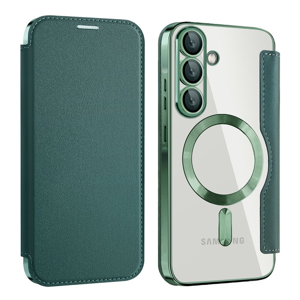 Techsuit Samsung Galaxy A37 5G - Θήκη Βιβλίο με MagSafe με Υποδοχές Καρτών και RFID Προστασία - SmartMag Book Case - Green