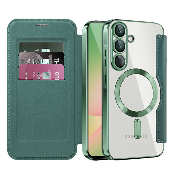 Techsuit Samsung Galaxy A56 5G - Θήκη Βιβλίο με MagSafe με Υποδοχές Καρτών και RFID Προστασία - SmartMag Book Case - Green