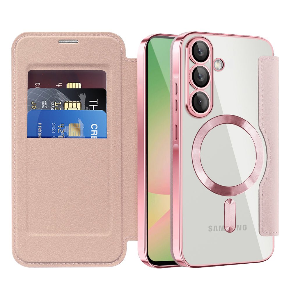 Techsuit Samsung Galaxy A56 5G - Θήκη Βιβλίο με MagSafe με Υποδοχές Καρτών και RFID Προστασία - SmartMag Book Case - Pink