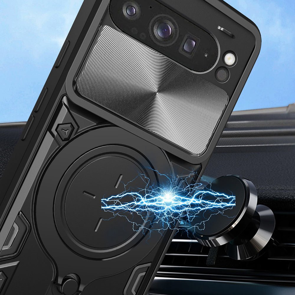 Techsuit Samsung Galaxy A57 5G - Σκληρή Θήκη με Προστασία Καμερών και Δαχτυλίδι Συγκράτησης - CamGuard Pro - Black