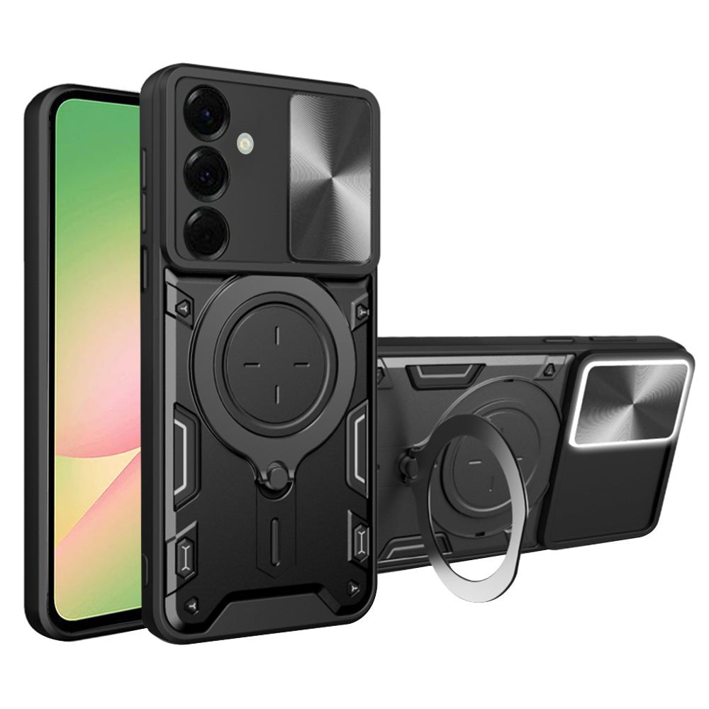 Techsuit Samsung Galaxy A57 5G - Σκληρή Θήκη με Προστασία Καμερών και Δαχτυλίδι Συγκράτησης - CamGuard Pro - Black